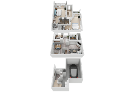 Floor plan for 2 beds, 2.5 baths, 1272 sqft